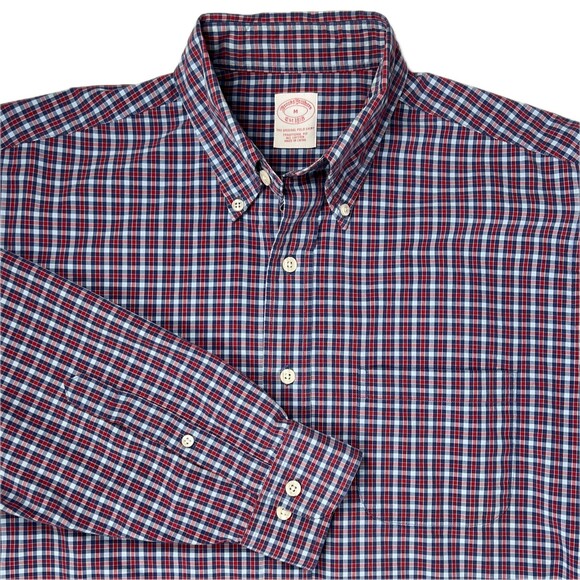 Brooks Brothers Other - Brooks Brothers Casual Shirt Non-Iron Red and Blue Check Long-Sleeve Button-Down